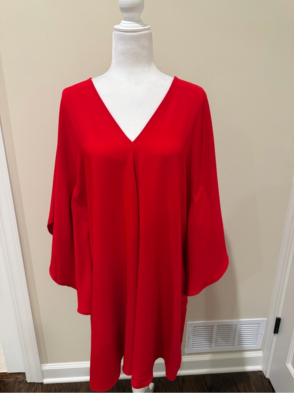 Lauren Ralph Lauren V-Neck Red Ruffle Sleeve Cocktail Dress